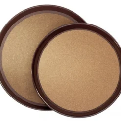 Contacto 2x Antirutsch-Tablett, Rund Aus Braunem ABS-Kunststoff, Hitzeresistent Bis +80C,