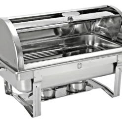 Metro-professional METRO Professional Chafing Dish, Edelstahl, 36.8 X 61 X 37.1 Cm, 1 GN 1/1 Behälter (9L), Roll-Top-Deckel, 2 Brennstoffbehälter, Silber