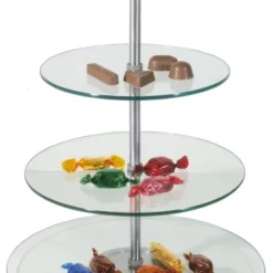 2x Contacto Glas-Etagere, Gehärtete Glasscheiben, Edelstahl, Durchmesser: 21 Cm / 25 Cm, Höhe: 29 Cm -Aps_germany Geschäft e62b3c50 fea1 4d84 ac07 91321153ab21 3