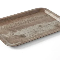 Titelseite 32 Hendi Serviertablett Aus Melamin Mit Holzoptik, 240x350 Mm, Dunkelbraun