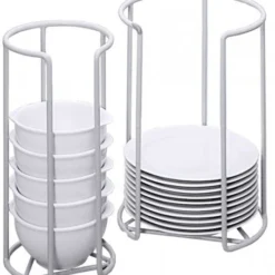 2x Contacto Teller-/Glockenhalter, Hellgrau, Stahldraht, Tellerdurchmesser: 28 Cm, Höhe: 30 Cm