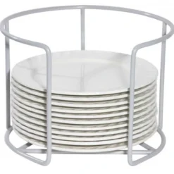 2x Contacto Tellerhalter, Hellgrau, Stahldraht, Tellerdurchmesser: 28 Cm, Höhe: 20 Cm